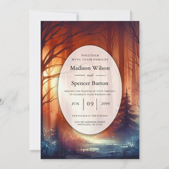 Invitación The Woodland Spell of Falling Leaves Wedding (Anverso)