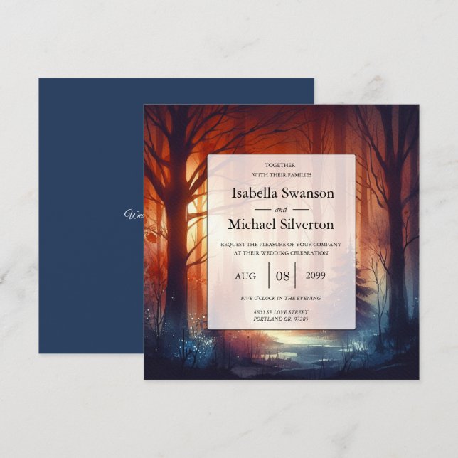 Invitación The Woodland Spell of Falling Leaves Wedding (Anverso / Reverso)