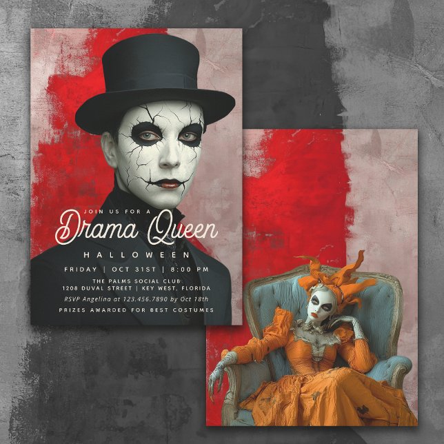 Invitación Theatrical Drama Queen Halloween Party (Invitation available in both printed and instant download digital formats.)