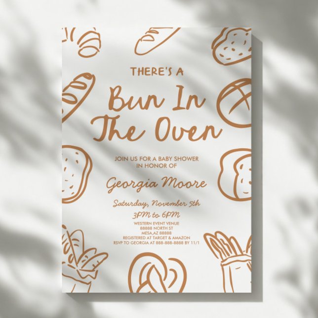 Invitación There's A Bun In The Oven Whimsical Baby Shower (Subido por el creador)