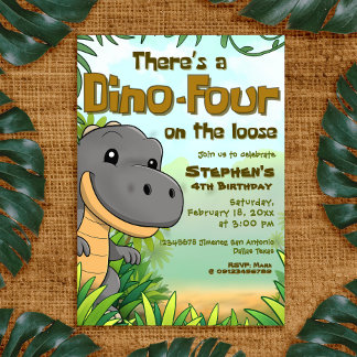 Invitación There's a Dino Four on the Loose - 4rd Birthday