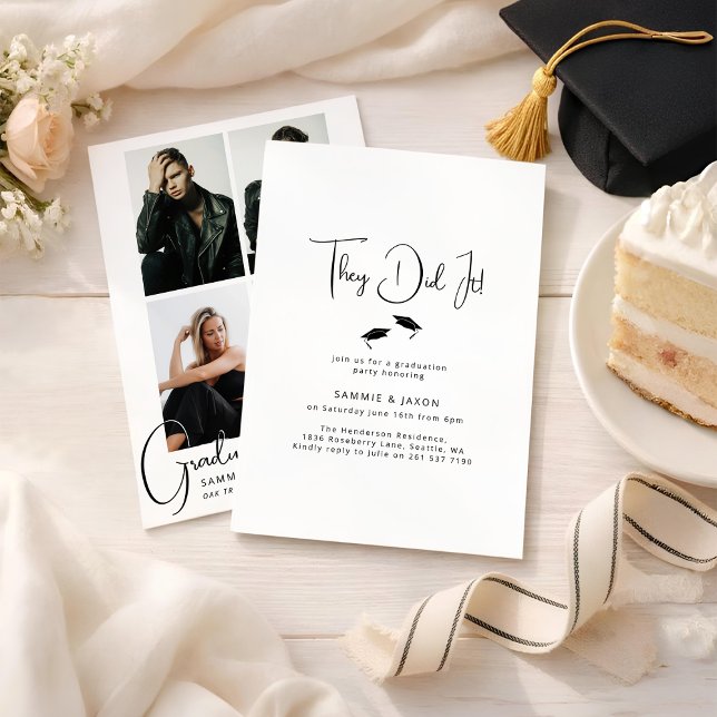 Invitación They Did It! 4 Photo Collage Graduation Party (Subido por el creador)