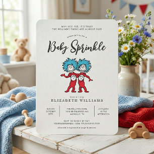 Invitación Thing One Thing Two Gemelos Azules Baby Sprinkle