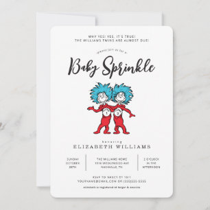 Invitación Thing One Thing Two   Gemelos Rojos Baby Sprinkle