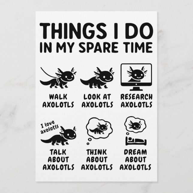 Invitación Things I Do In My Spare Time Axolotl Hobby (Anverso)