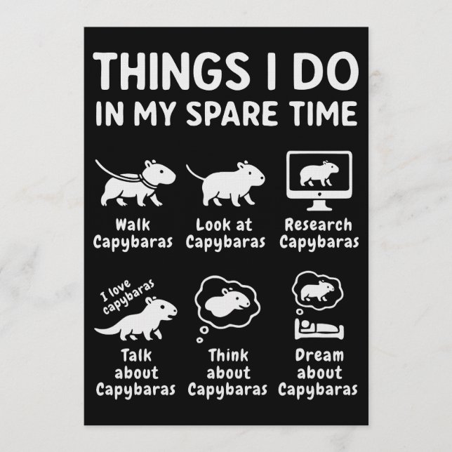 Invitación Things I Do In My Spare Time Capybara Funny (Anverso)