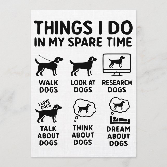 Invitación Things I Do In My Spare Time Dogs Funny (Anverso)