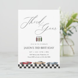 Invitación Third Gear 3rd Birthday Vintage Racing Car Party I