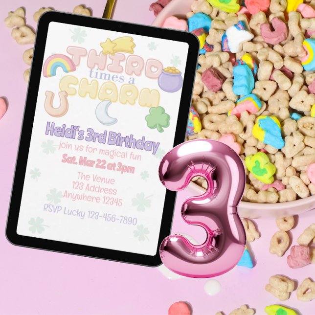 Invitación Third Times a Charm, Lucky Charm 3rd Birthday (Subido por el creador)
