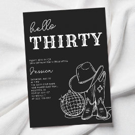Invitación Thirty Black and White Western 30th Birthday Party