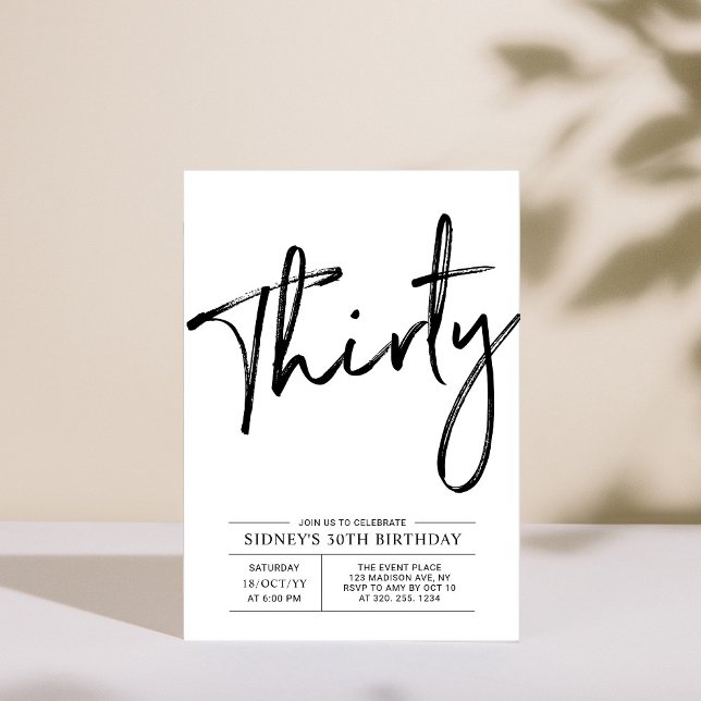 Invitación Thirty | Modern 30th Birthday Party Invitation (Subido por el creador)