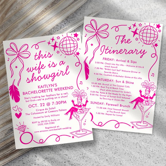 Invitación This Wife Is A Showgirl Bachelorette Itinerary (Subido por el creador)
