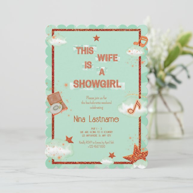 Invitación This Wife is a Showgirl Bachelorette Retro Music  (Anverso de pie)