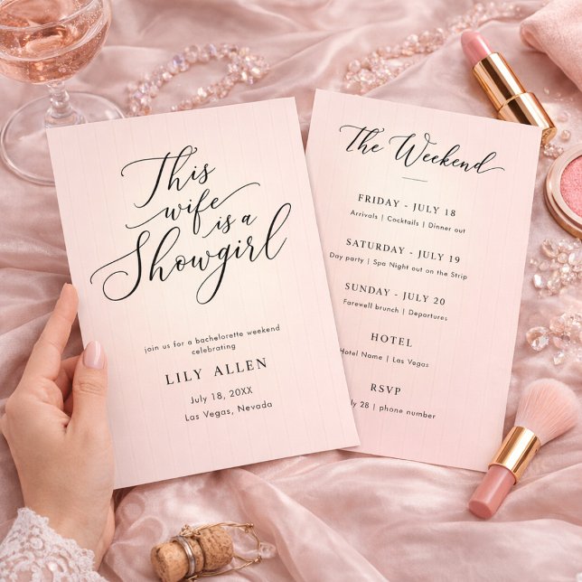 Invitación This Wife Is a Showgirl Blush Bachelorette Weekend (Subido por el creador)