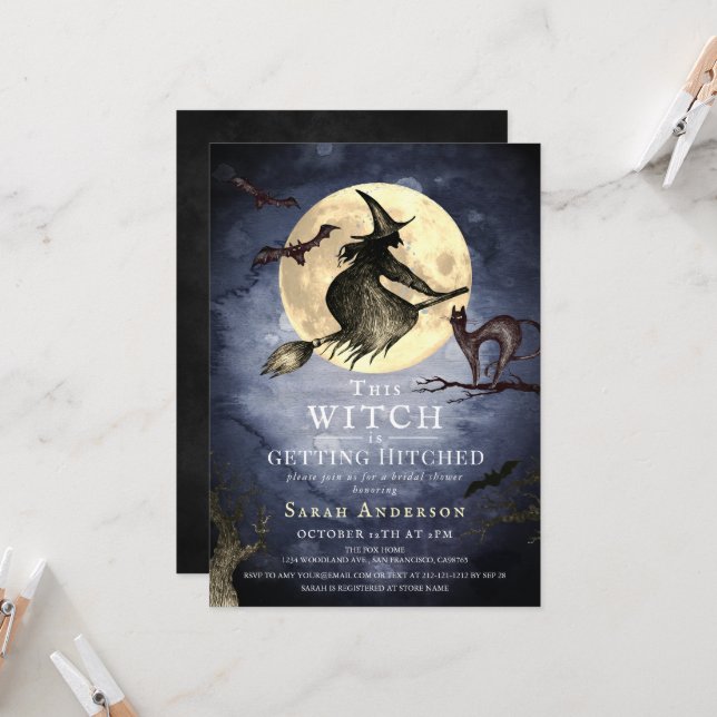 Invitación This Witch is getting Hitched Bridal Shower (Anverso/Reverso In Situ)