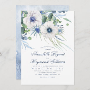 Invitación Thistle Anemone Greenery Dusty Blue Boda