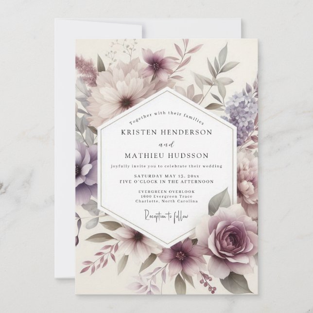 Invitación Thistle Aquarelle Flora Wedding (Anverso)