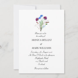 Invitación Thistle Purple Floral Scottish Minimalist Wedding