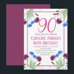 Invitación Thistle Scottish 90th Birthday Purple Floral<br><div class="desc">Flores elegantes,  noventa,  escocesas,  moradas y azules,  rústicas,  florales,  adultas,  primaverales,  botánicas,  acuarelas 90ª invitaciones a fiestas de cumpleaños. Pintó el silbido de acuarela a mano solo. Personalízalo con tus detalles.</div>