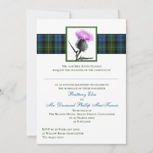Invitación Thistle verde morado Mackenzie Tartán Boda