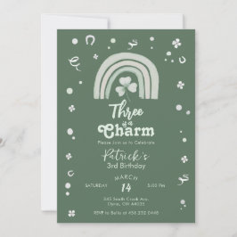 Invitación Three Is A Charm Trébol Cumpleaños de cualquier ed