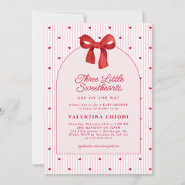 Invitación Three Little Sweethearts Valentine Baby Shower 
