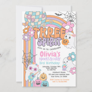 Invitación Three Spirit Hippie Halloween 3rd Birthday