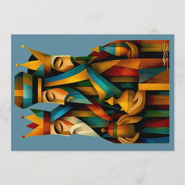 Invitación Three Wise Men Abstract Nativity Art (Anverso)