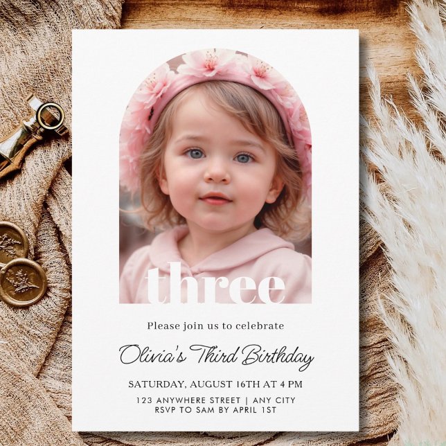 Invitación Three Year Old Birthday Party 3rd Birthday Girl (Subido por el creador)