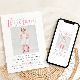 Invitación Threenager | Foto Cumpleaños 3 años