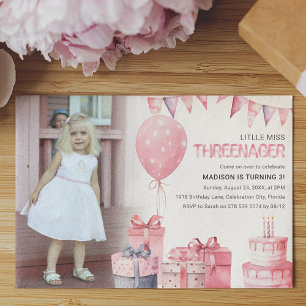 Invitación Threenager   Foto Fiesta de Cumpleaños 3