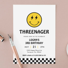 Invitación Threenager Retro Boy 3 Fiesta de cumpleaños