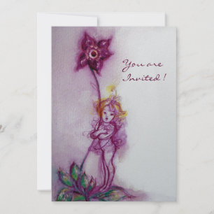 Invitación THUMBELINA 2 ,metal morado rosado de plata