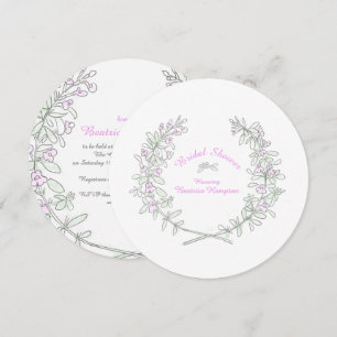 Invitación Thyme wreath arte redondo ducha de novia invita