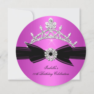 Invitación Tiara Brillante Rosa Fuerte Arco de Diamante Cumpl
