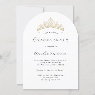 Invitación Tiara de arco moderno elegante simple Quinceanera 