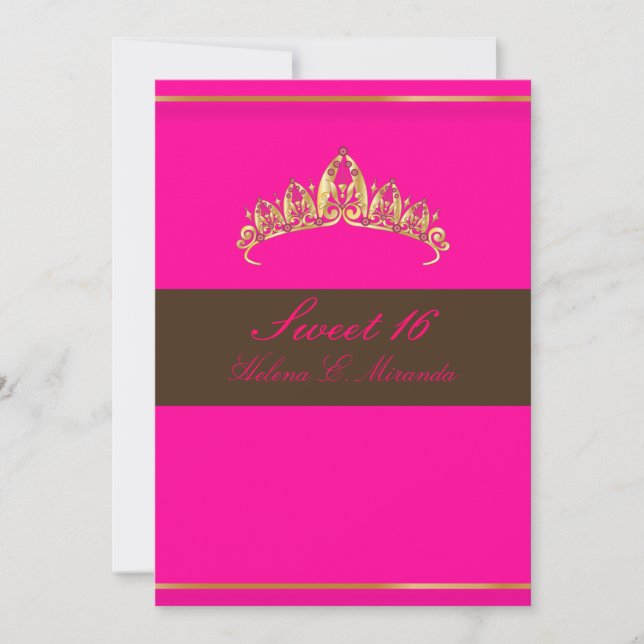 Invitación Tiara de chocolate dulce 16/ rosa (Anverso)