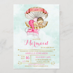 Invitación Tiara de concha de almeja bebé sirena durmiendo do