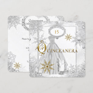 Invitación Tiara de copos de nieve plateados y blancos para Q