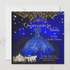 Invitación Tiara de Cuento de Hadas Azul Real para Cumpleaños