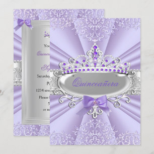 Invitación Tiara de Damasco de Lavanda Púrpura para Fiesta de