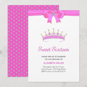 Invitación Tiara de Diamantes Brillantes Sweet Sixteen