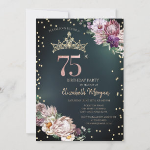 Invitación Tiara de Diamantes Flores Tropicales Verde 75º