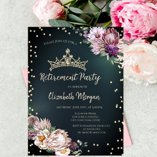 Invitación Tiara de Diamantes Flores Tropicales Verde Jubilac