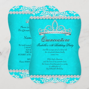 Invitación Tiara de Fiesta de Cumpleaños 15 de Quinceañera Aq