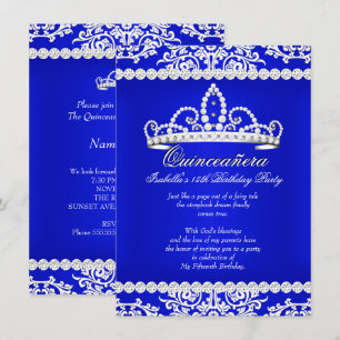 Invitación Tiara de Fiesta de Cumpleaños 15 de Quinceañera Az
