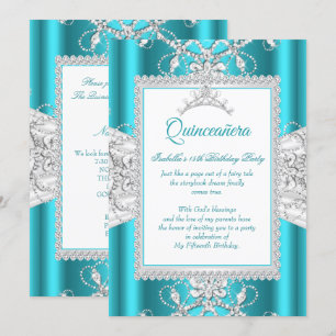 Invitación Tiara de Fiesta de Cumpleaños 15 de Quinceañera Az