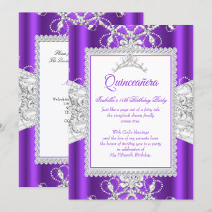 Invitación Tiara de fiesta de cumpleaños número 15 de Quincea