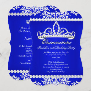 Invitación Tiara de Fiesta de Cumpleaños número 15 Quinceañer