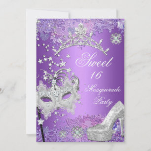 Invitación Tiara de Fiesta de Disfraz de Dulces Dieciséis 16 